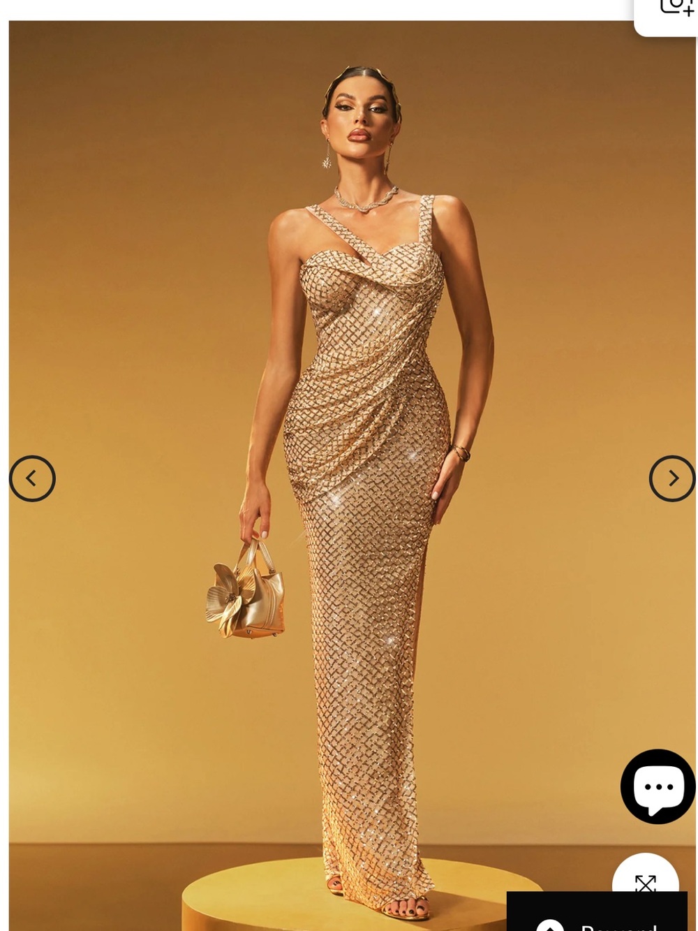 Gold Sequin Sleeveless Split Maxi Dress